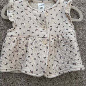 Carter's Cream Baby Vest with Pink Floral Accents
